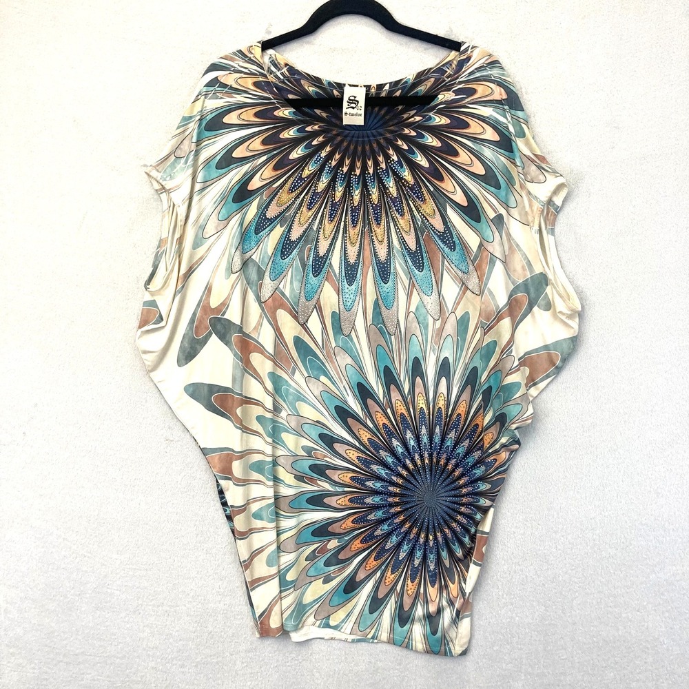 Vintage S-Twelve Y2K Rhinestone Top Shirt Retro Medium M Dolman Artsy Slinky